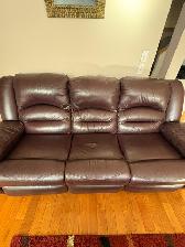 Leather Reclining Sofa Couch - Photo 3
