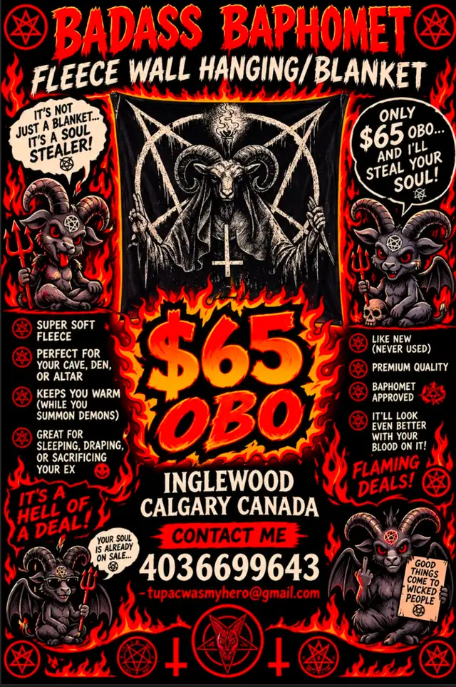 BADASS FLEECE BAPHOMET BLANKET/WALL HANGING