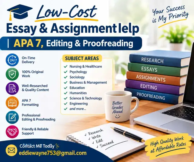 Low-Cost Essay & Assignment Help | APA 7, Editing & Proofread