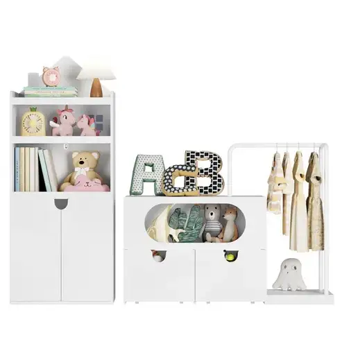 Brand Modern & Elegant White Kids Bookcases /Cabinets With 2 Dra