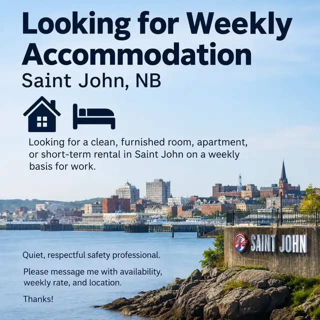 Seeking Weekly Accommodation in Saint John.