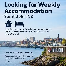 Seeking Weekly Accommodation in Saint John.