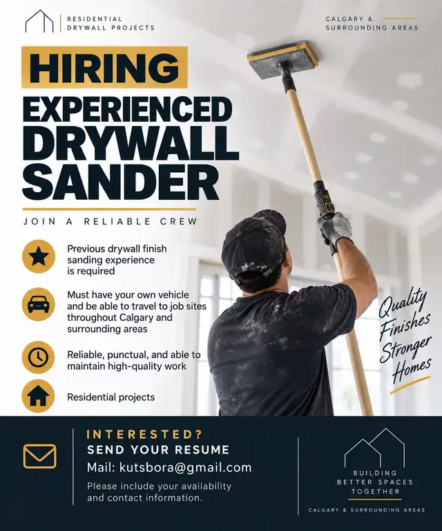 Experienced Drywall Sander – Subcontractor