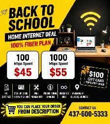 No Contract Home Internet|500 mbps $45|1Gbps $55 Back to School