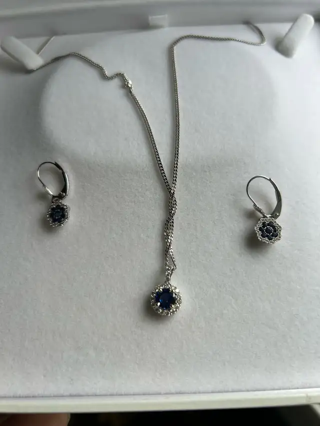 Diamond & Sapphire necklace & earrings