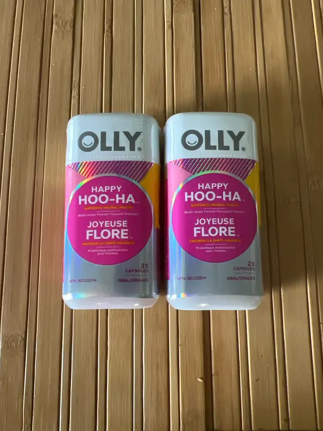 2 Bottles OLLY Happy HOO-HA Probiotic Capsules, 25 Caps
