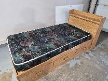 Single bed with drawers, headboard & mattress