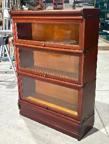 Antique Macey Three Tier Mahogany Barrister Bookcase (c. 1920s) - Photo 9