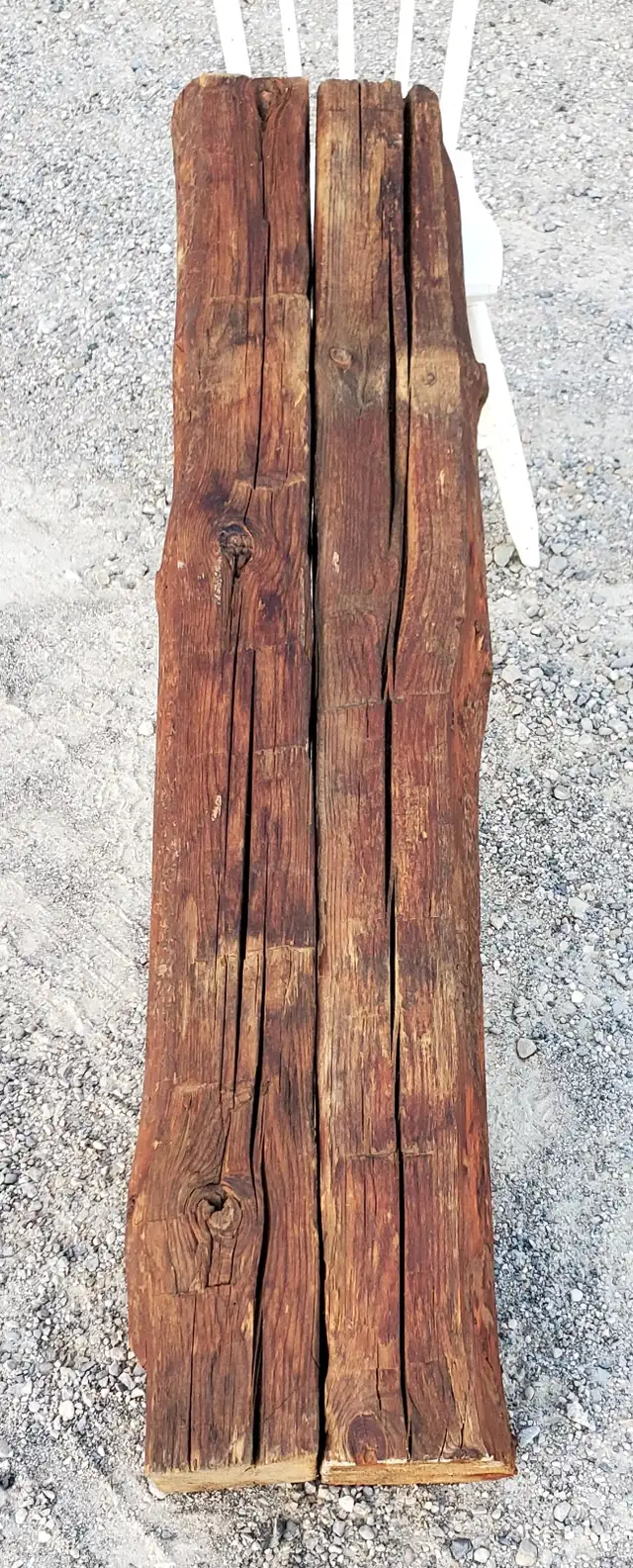 2 Hand Hewn White Pine Barn Beam approximately 6'×7'× 59' long.