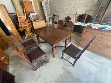 Free delivery antique solid oak dining table with 5 chairs - Photo 7