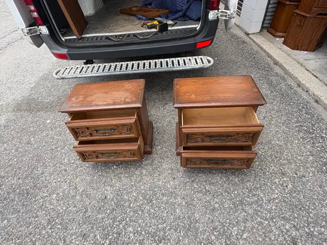 Free delivery antique Pair of Vintage Wooden Nightstands