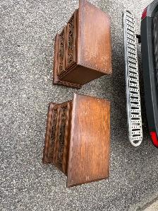 Free delivery antique Pair of Vintage Wooden Nightstands - Photo 4