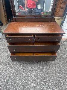 Free delivery antique Vintage Wooden Dresser with Mirror - Photo 8