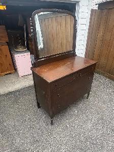 Free delivery antique Vintage Wooden Dresser with Mirror - Photo 9