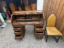 Free delivery Vintage Roll-Top Desk & Gothic Revival  Chair - Photo 2
