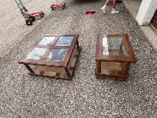 Free delivery used Set of 2 Vintage Wooden Coffee & Side Tables - Photo 5