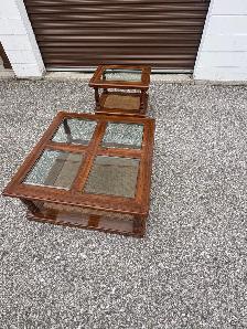 Free delivery used Set of 2 Vintage Wooden Coffee & Side Tables - Photo 7