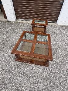 Free delivery used Set of 2 Vintage Wooden Coffee & Side Tables - Photo 9