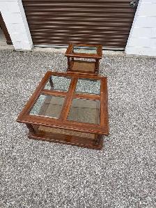 Free delivery used Set of 2 Vintage Wooden Coffee & Side Tables - Photo 10