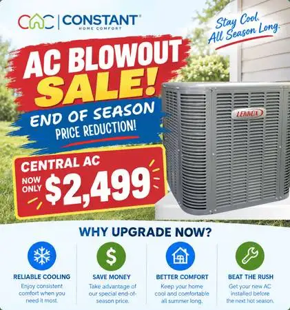 CENTRAL AC BLOWOUT SALE — ONLY $2,499!