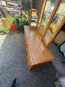 Free delivery used Oak Bedroom Dresser with Tri-Fold Mirror - Photo 3