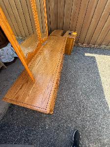 Free delivery used Oak Bedroom Dresser with Tri-Fold Mirror - Photo 4