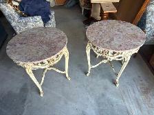 Free delivery used Pair of Vintage French Style Marble Top - Photo 4