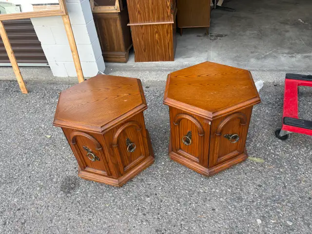 Free delivery used Two Vintage Hexagonal End Tables