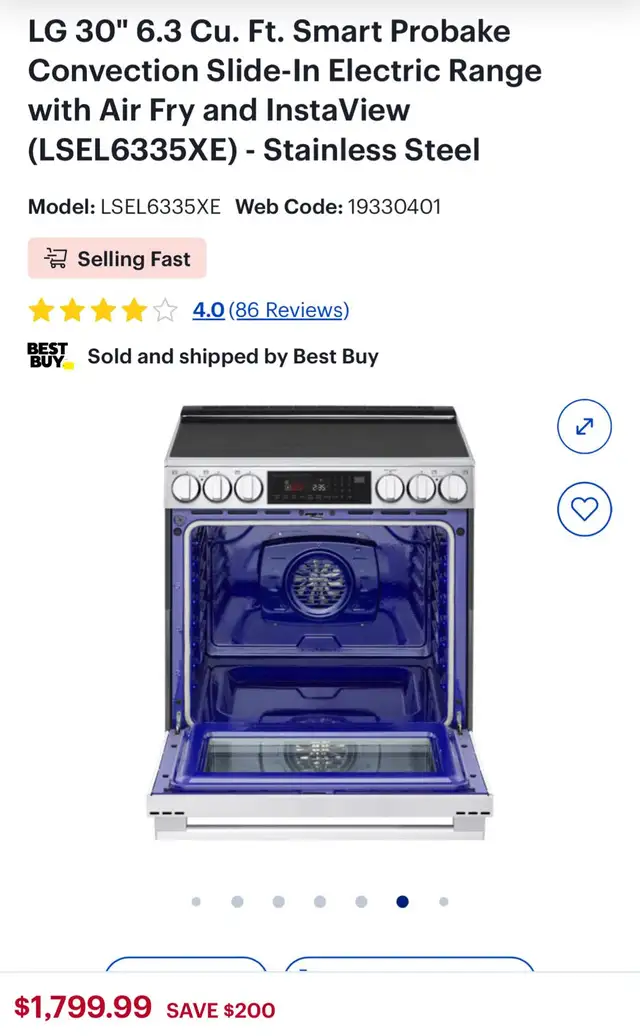 LG 30' Smart Electric Range – LSEL6335XE
