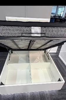 King & Queen Size White & Grey Colour Hydraulic Storage Bed Set, - Photo 6