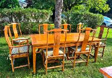 Chinese Ming Dynasty Inspired Carved Wood DINING ROOM TABLE SET