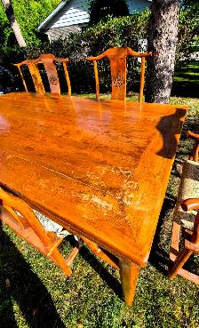 Chinese Ming Dynasty Inspired Carved Wood DINING ROOM TABLE SET - Photo 3