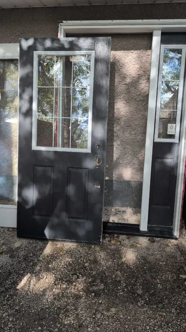 36' x 80' Black Exterior Entry Door with side light