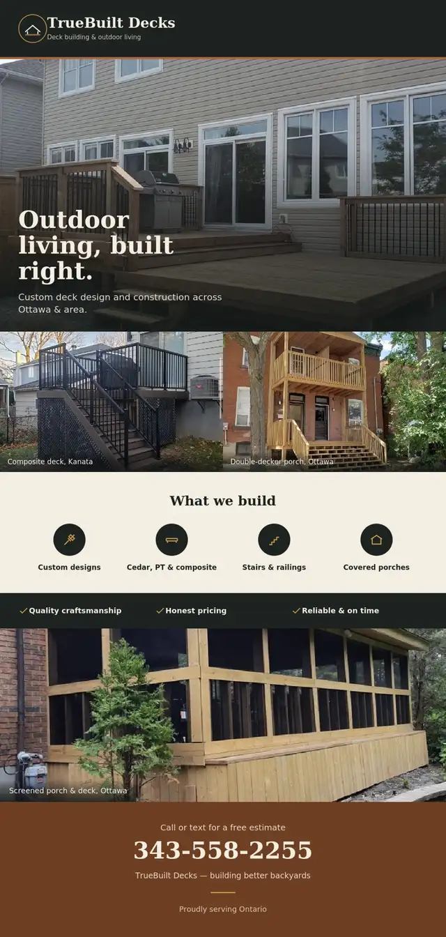Custom Deck Building — Free Estimates | Ottawa & Area