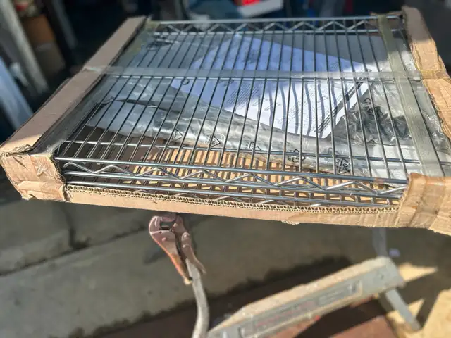 WIRE WALL SHELF, 24 IN X 18 IN, X 34 2 SHELVES, 125 LB LOAD