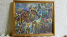 Huile sur toile Yargo DeLucca (1925-2008) 15 1/2 X 13 Canadien