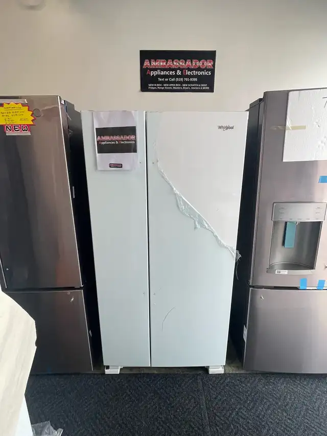 NEW 33" Whirlpool Side By Side Fridge (22 Cu.Ft)