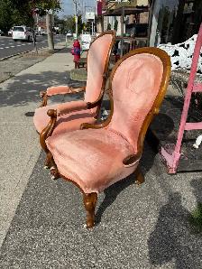 Pair Victorian walnut parlour chairs - Photo 2