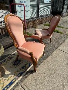 Pair Victorian walnut parlour chairs - Photo 3