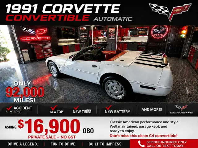 1991 Chevrolet Corvette Convertible 92 000 miles