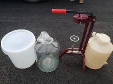 Wine Making Equipment with vintage glass carboys