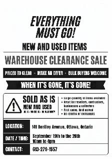Everything Must Go! Warehouse Clearance Sale