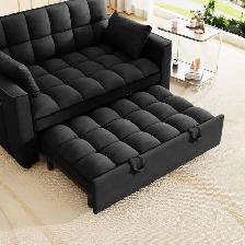 New Sectional Sofa Bed, storage side pocket Fabric Black in Sale - Photo 2