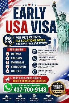 EARLY USA VISA APPOINTMENT dates are available