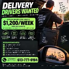 Delivery Driver - Cash Job - Average 1200$/ Week