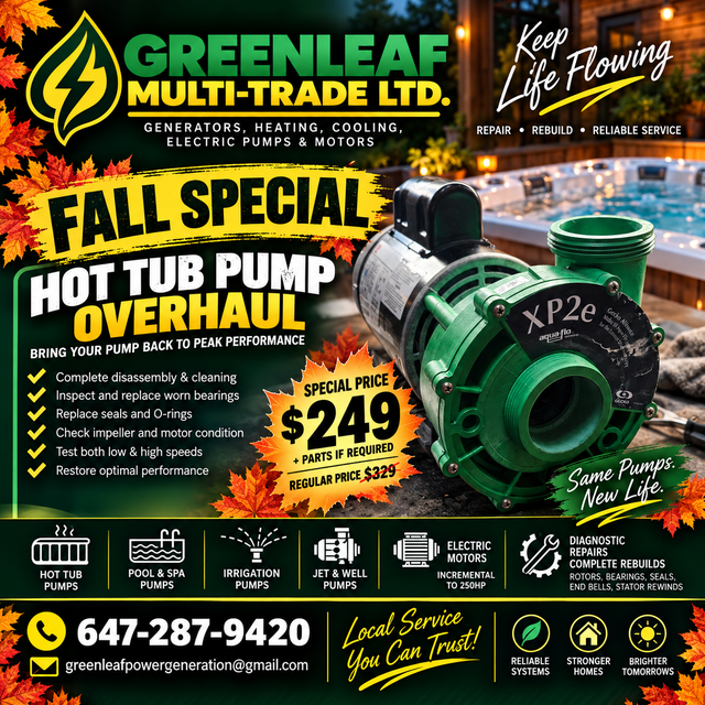 Fall Special - Hot Tub Pump Overhaul!