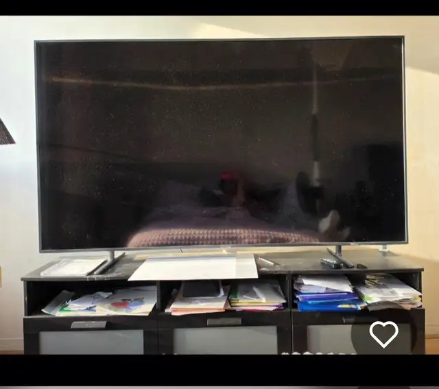 DRASTICALLY REDUCED SAMSUNG  82 1NCH TV WITH STAND WITH DRAWERS
