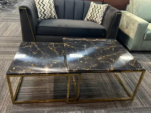 Black Marble Coffee Table With Gold Base