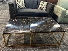 Black Marble Coffee Table With Gold Base
