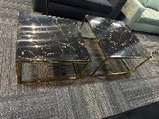 Black Marble Coffee Table With Gold Base - Photo 2
